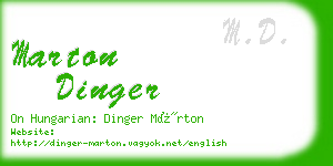 marton dinger business card